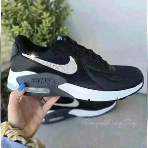 Nike Air Max Excee Womens Black Sneakers Shoes Made with Swarovski Crystals